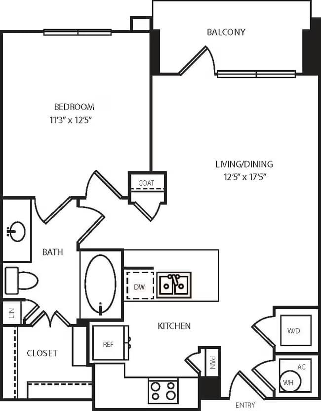 1 Bed • 1 Bath 0308 floor plan