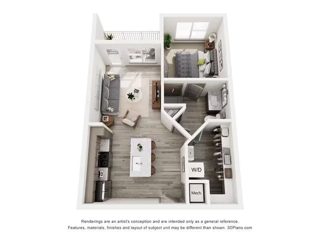 1 Bed • 1 Bath 1450 floor plan