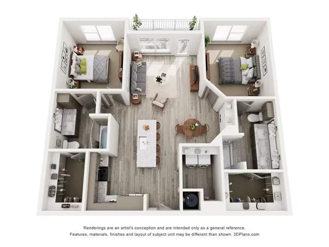 2 Beds • 2 Bath 1551 floor plan