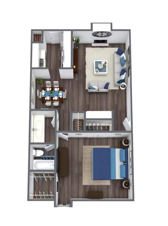 1 Bedroom, 1 Bathroom, 711 Sq Ft 161 floor plan