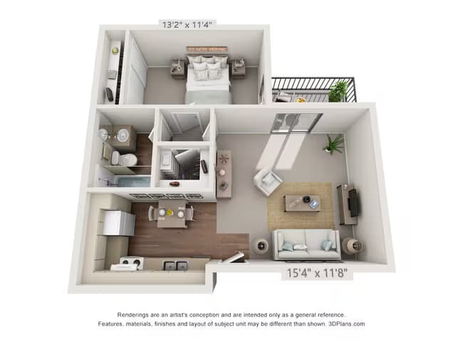 1 Bed • 1 Bath 3711 floor plan