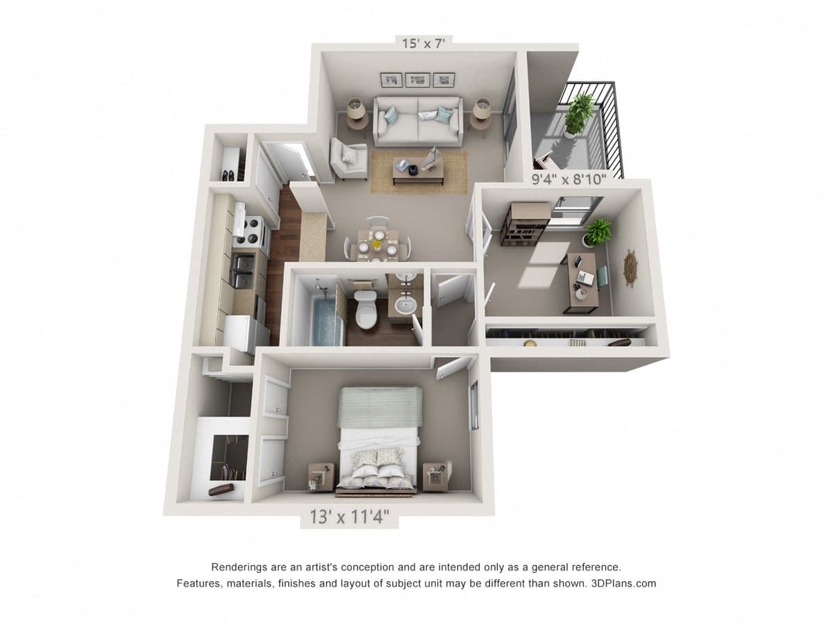 1 Bedroom, 1 Bath A 2532 floor plan