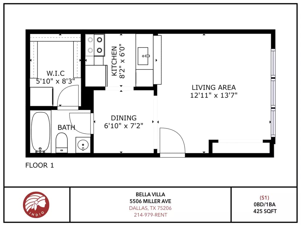 Studio • 1 Bath 201 floor plan