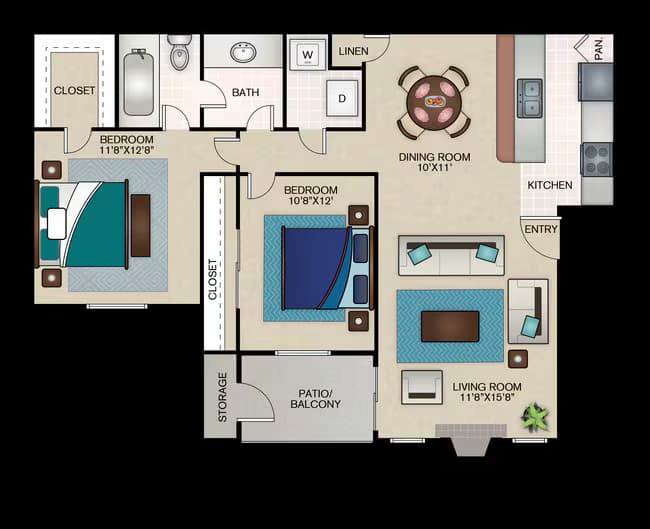 2 Beds • 1 Bath 1526 floor plan