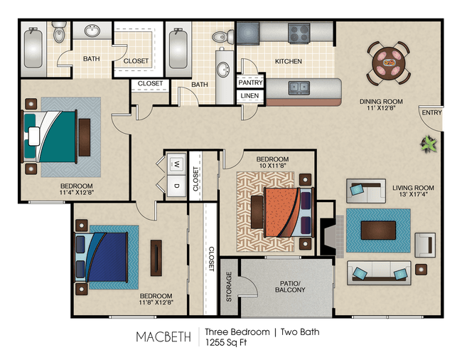 3 Beds • 2 Bath 1414 floor plan