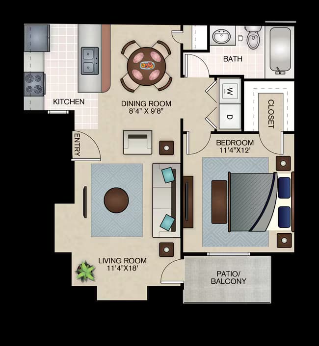 1 Bed • 1 Bath 0626 floor plan