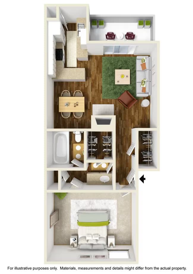 1 Bed • 1 Bath 2101 floor plan