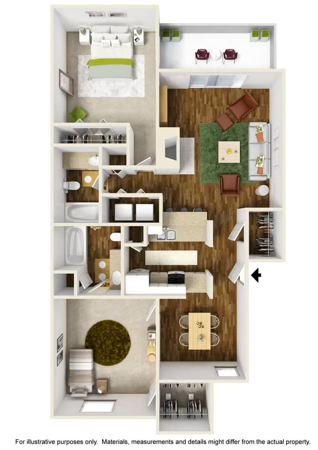 2 Beds • 2 Bath 2034 floor plan