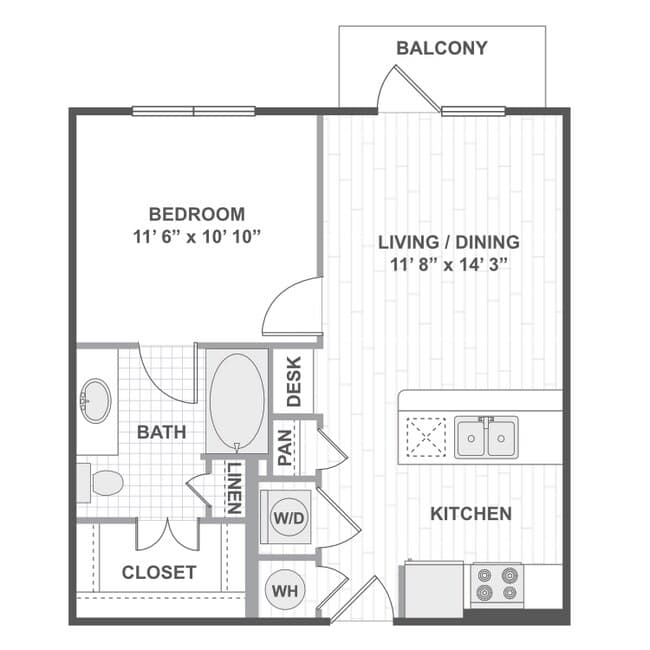 1 Bedroom 11A 313 floor plan