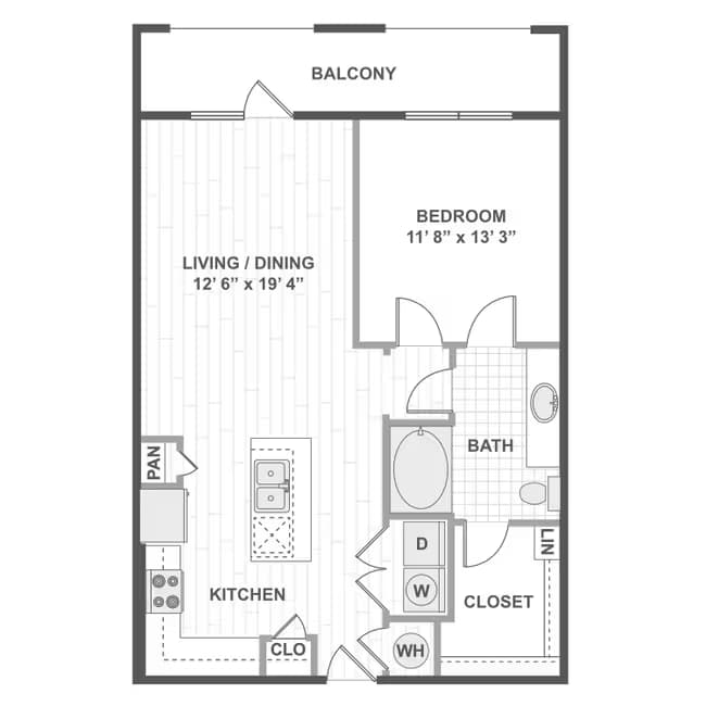 1 Bedroom 11F 435 floor plan