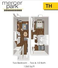 2 bed 2 Bath 701 floor plan