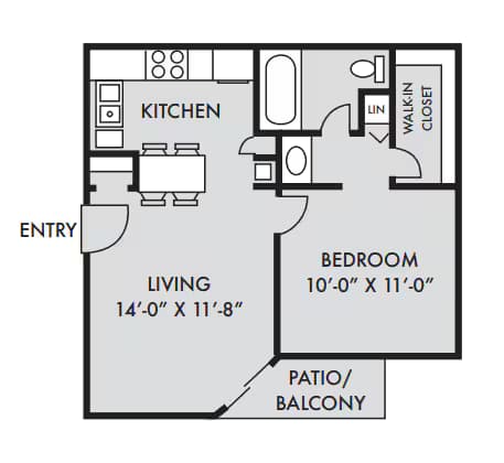 1 Bed • 1 Bath 1611 floor plan