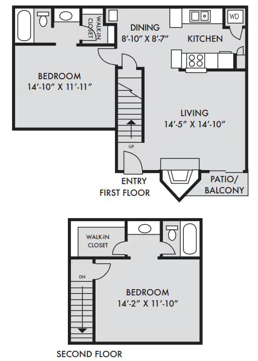2 Beds • 2 Bath 1105 floor plan