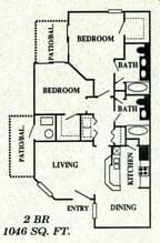 2 Bedroom 2 Bath 324 floor plan