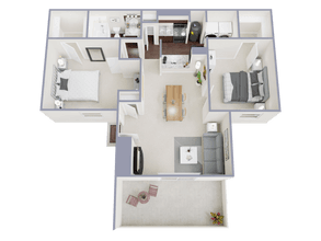 2 Bed, 1 Bath A 22-2224 floor plan