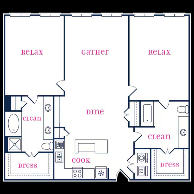 2 Beds • 2 Bath 1519 floor plan