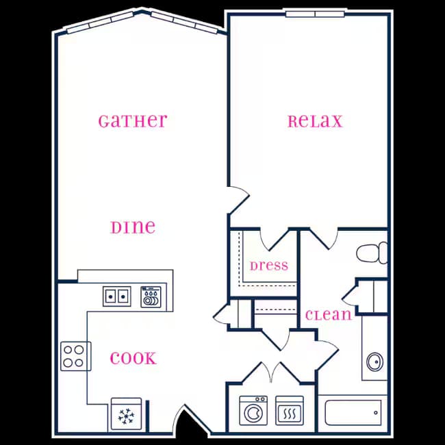 1 Bed • 1 Bath 1223 floor plan