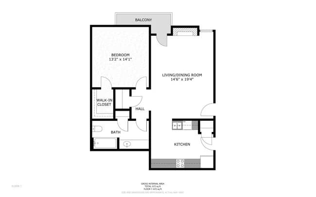 1 Bed • 1 Bath 162 floor plan