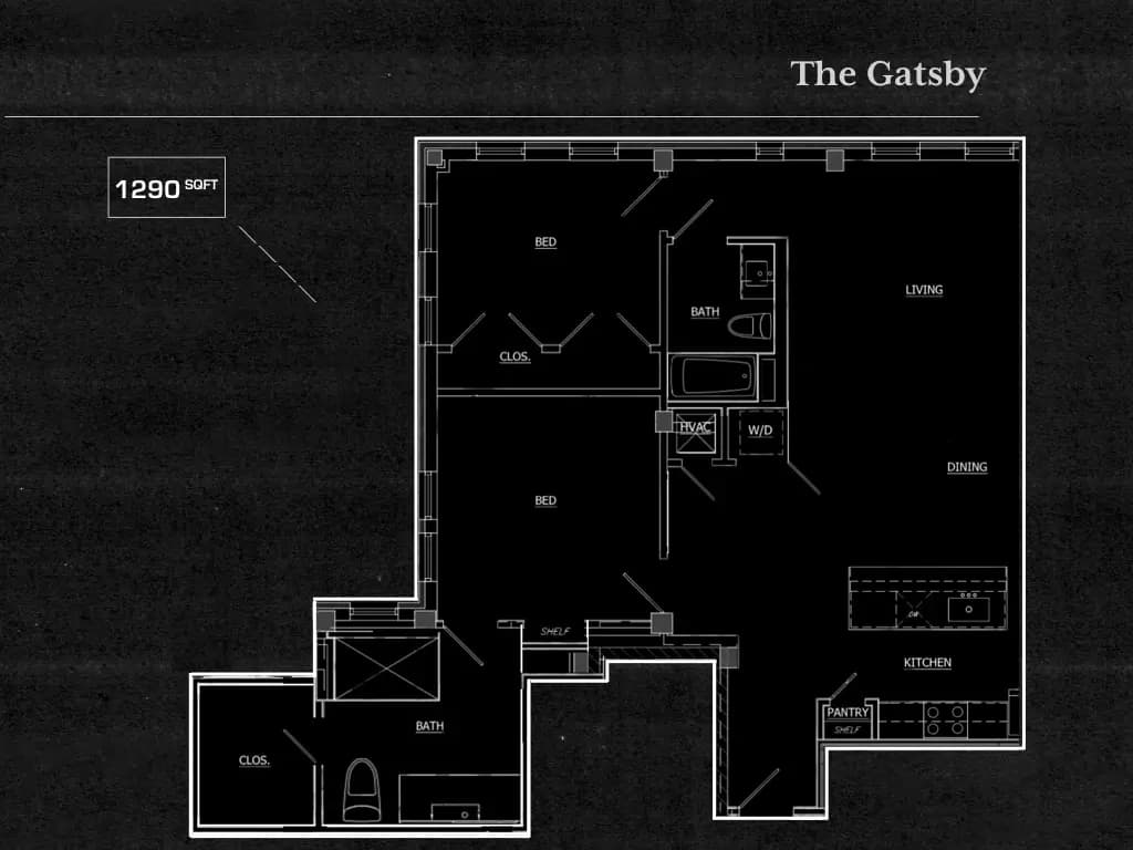2 Bedroom 2 Bathroom ARG-308 floor plan
