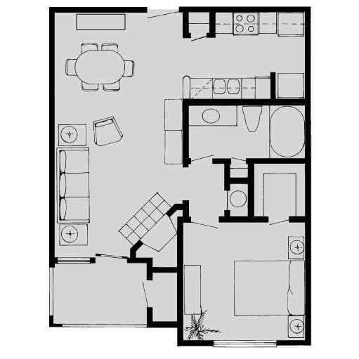 1 Bed • 1 Bath 0929 floor plan
