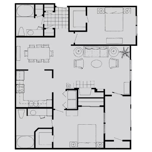 2 Beds • 2 Bath 0524 floor plan