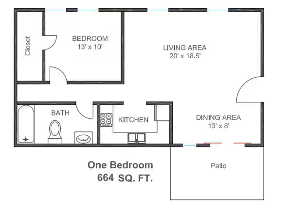 1 Bedroom floor plan