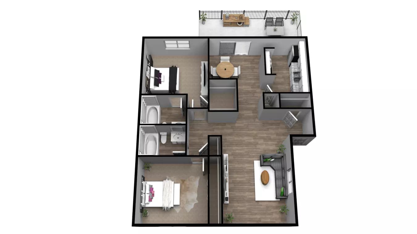 2 Bedroom 2 Bathroom - B2 208 floor plan
