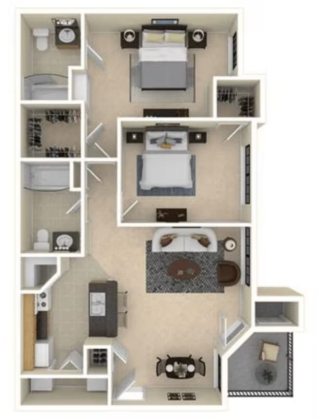 2 Beds • 2 Bath 607 floor plan