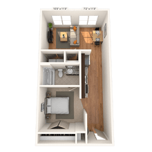 Studio 1x1 621 SF 5125 floor plan