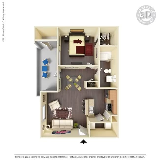 1 Bed • 1 Bath 0823 floor plan