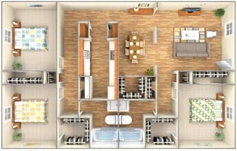 3 Beds • 2 Bath 27101 floor plan
