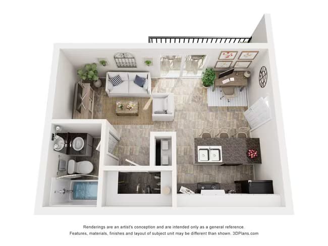 Studio • 1 Bath 1011 floor plan