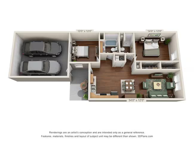 Phase 1 Two Bedroom, Two Bath 5414 floor plan