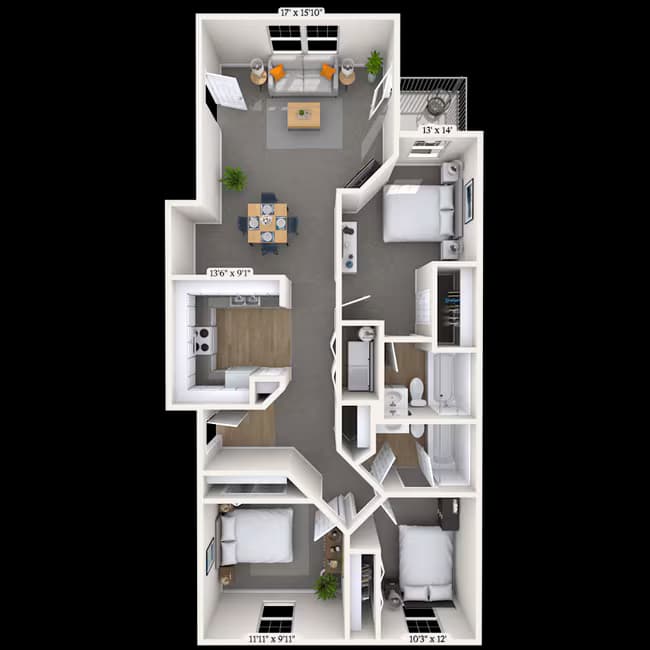 3 Beds • 2 Bath 0707303 floor plan
