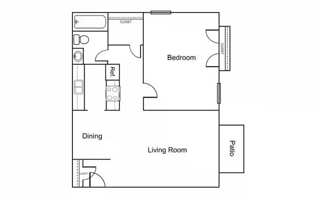 1 Bedroom / 1 Bath 123 floor plan