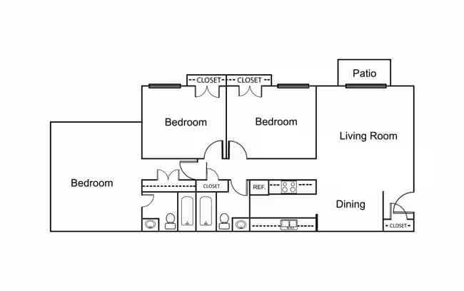 3 Bedroom / 2 Bath 111 floor plan
