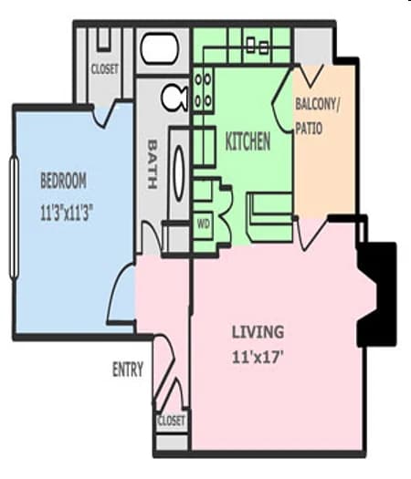 One Bed / One Bath 0132 floor plan