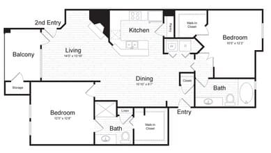 B2 2X2 0735 floor plan