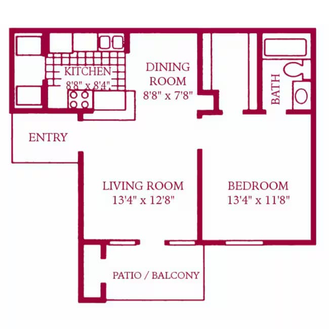 1 Bed • 1 Bath 504 floor plan