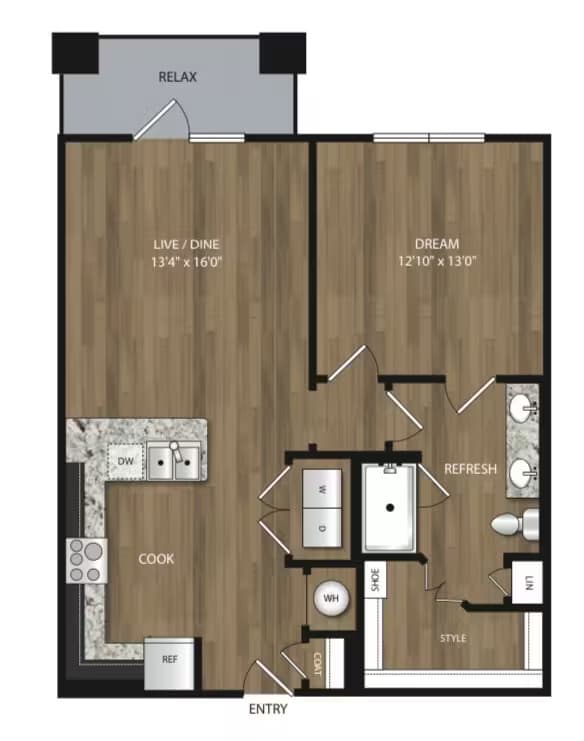 1x1 789 sq ft 1307 floor plan