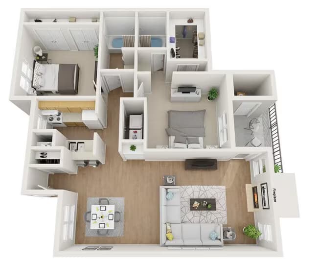 2 Beds • 1 Bath 3404 floor plan