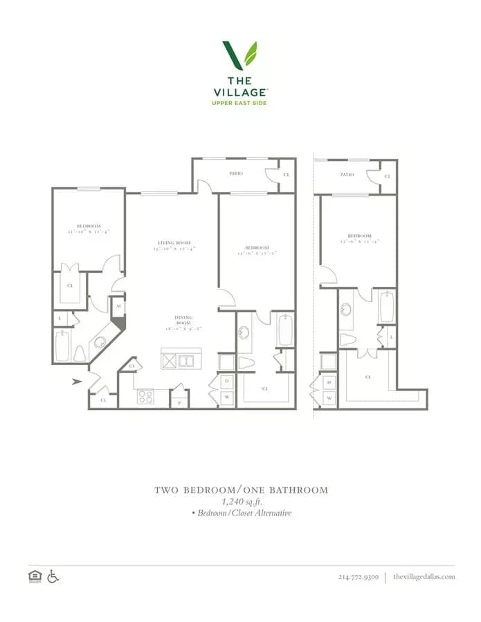 2 Beds • 2 Bath 19303 floor plan