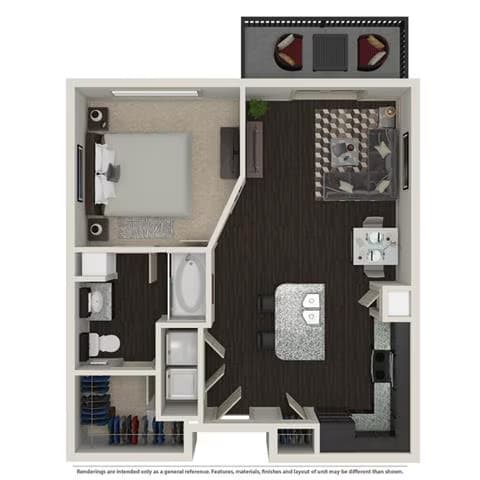 1 Bed 1 Bath 5306 floor plan