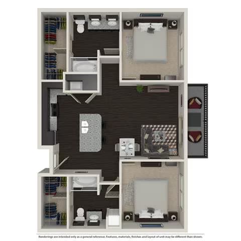 2 Bed 2 Bath 5101 floor plan