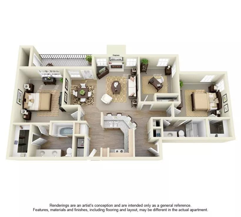 3 Beds • 2 Bath 0822 floor plan