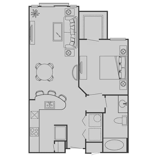 1 Bed • 1 Bath 502 floor plan