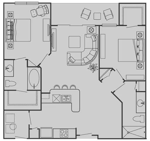 2 Beds • 2 Bath 346 floor plan