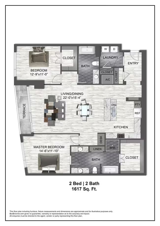 2 Beds • 2 Bath 0503 floor plan