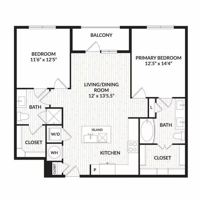 2 Beds • 2 Bath 1036 floor plan