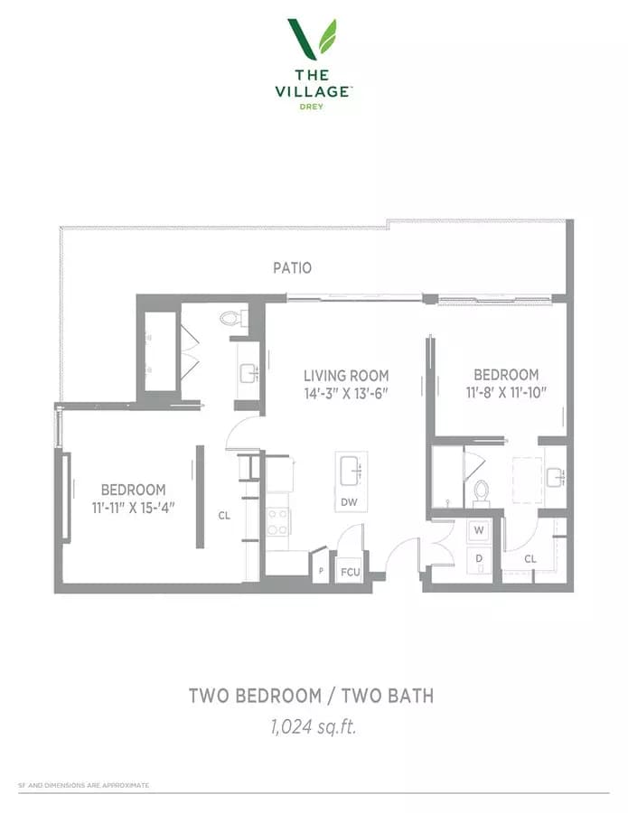 2BR/2BA 1218 floor plan